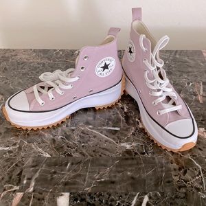Converse Run Star Hike Hi canvas platform sneakers in himalayan salt